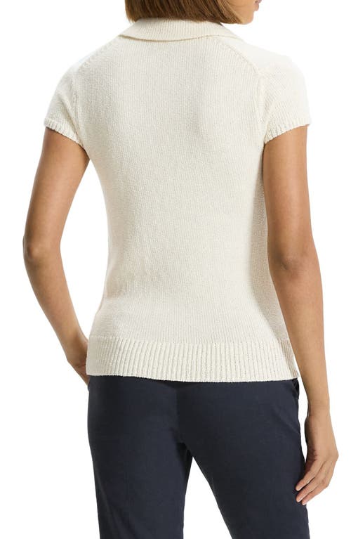 Theory Cap-sleeve Cotton And Merino Wool Polo Top In White
