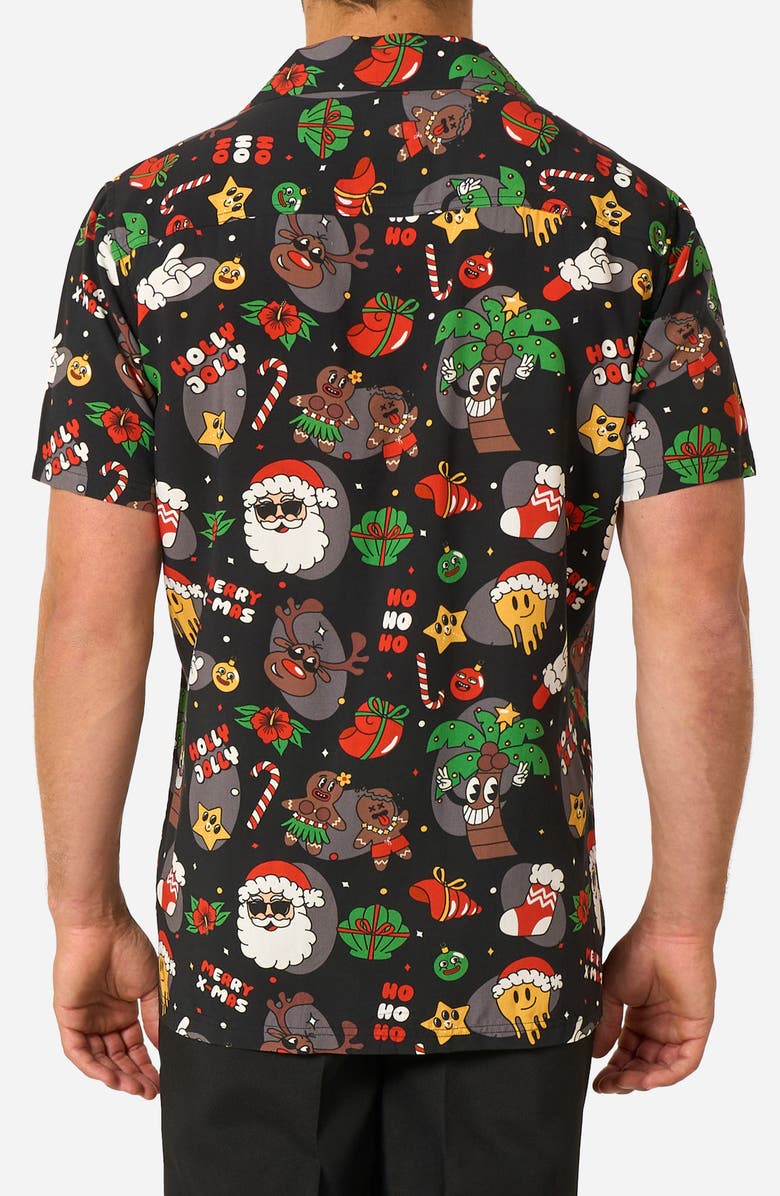 OppoSuits Merry Jinglejoy Camp Shirt, Alternate, color, Black
