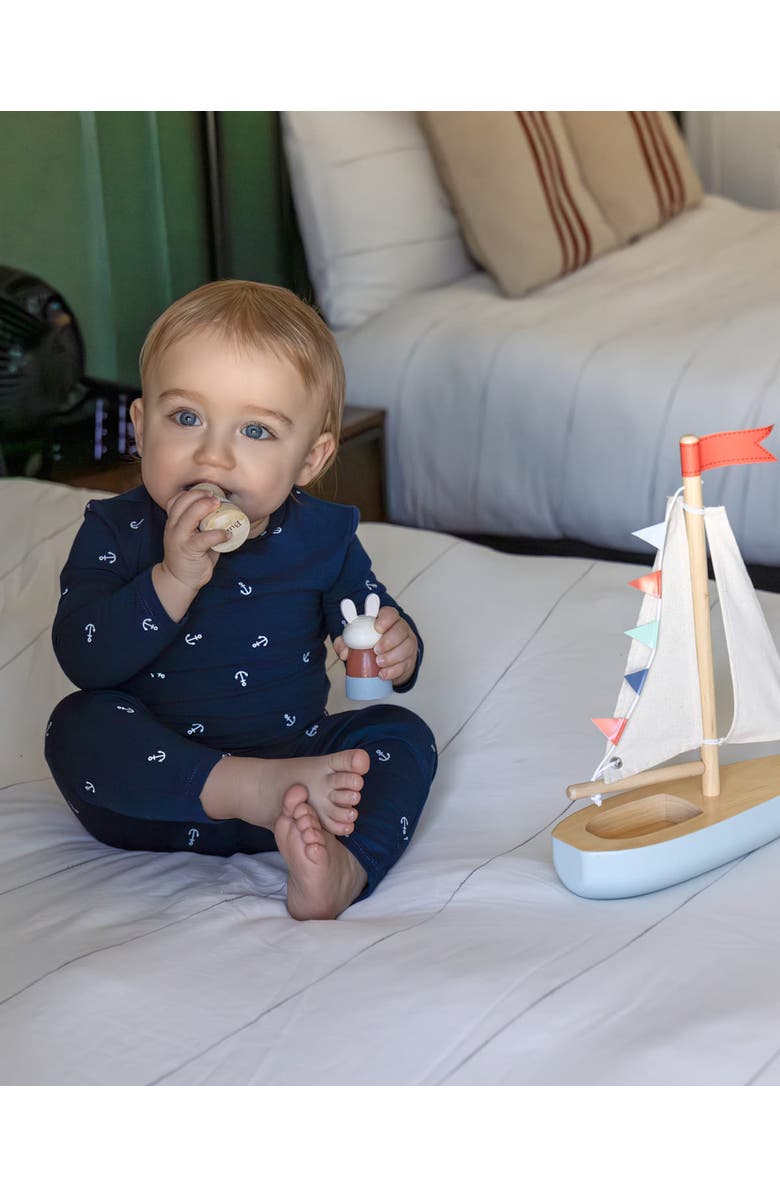 MiniMoi Kid's Seas The Day Pull-On Pajama Set, Alternate, color, Navy