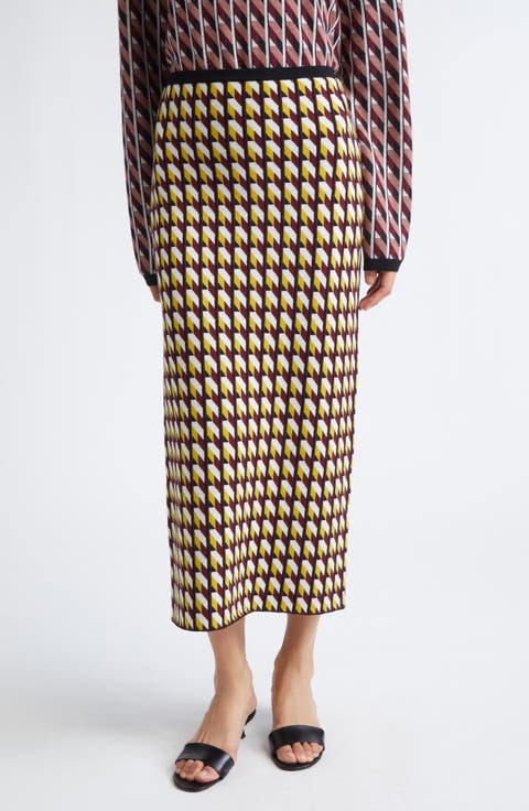 Alina Merino Wool Jacquard Pencil Skirt