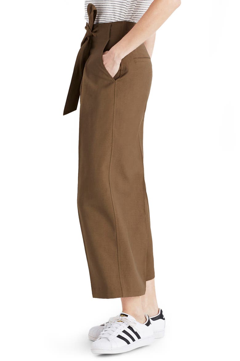 Tie Front Wide Leg Pants, Alternate, color, BURNT OLIVE