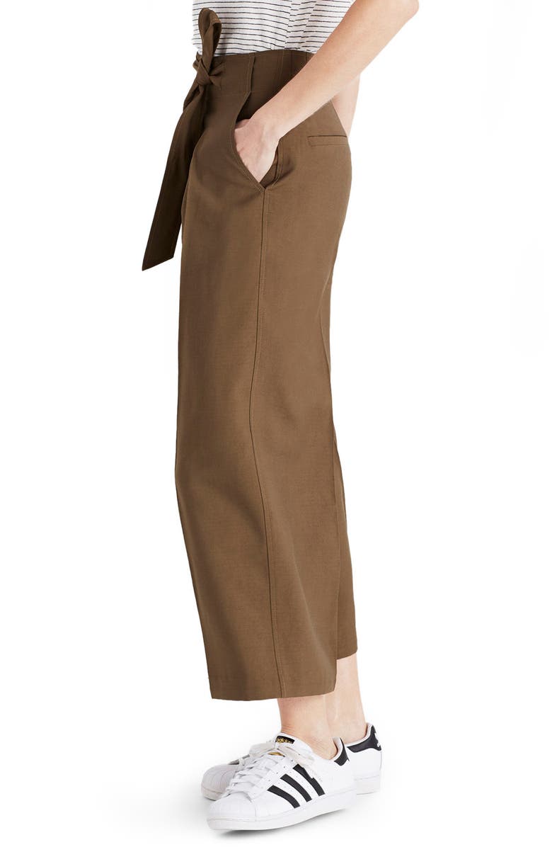 Madewell Tie Front Wide Leg Pants, Alternate, color, 