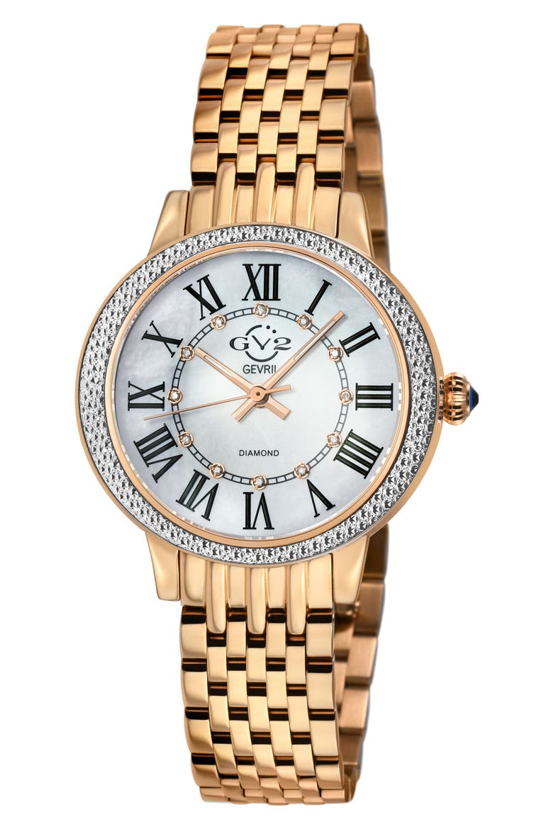 Astor III Diamond Swiss Bracelet Watch, 34mm - 0.06 ctw, Main, color, ROSE GOLD