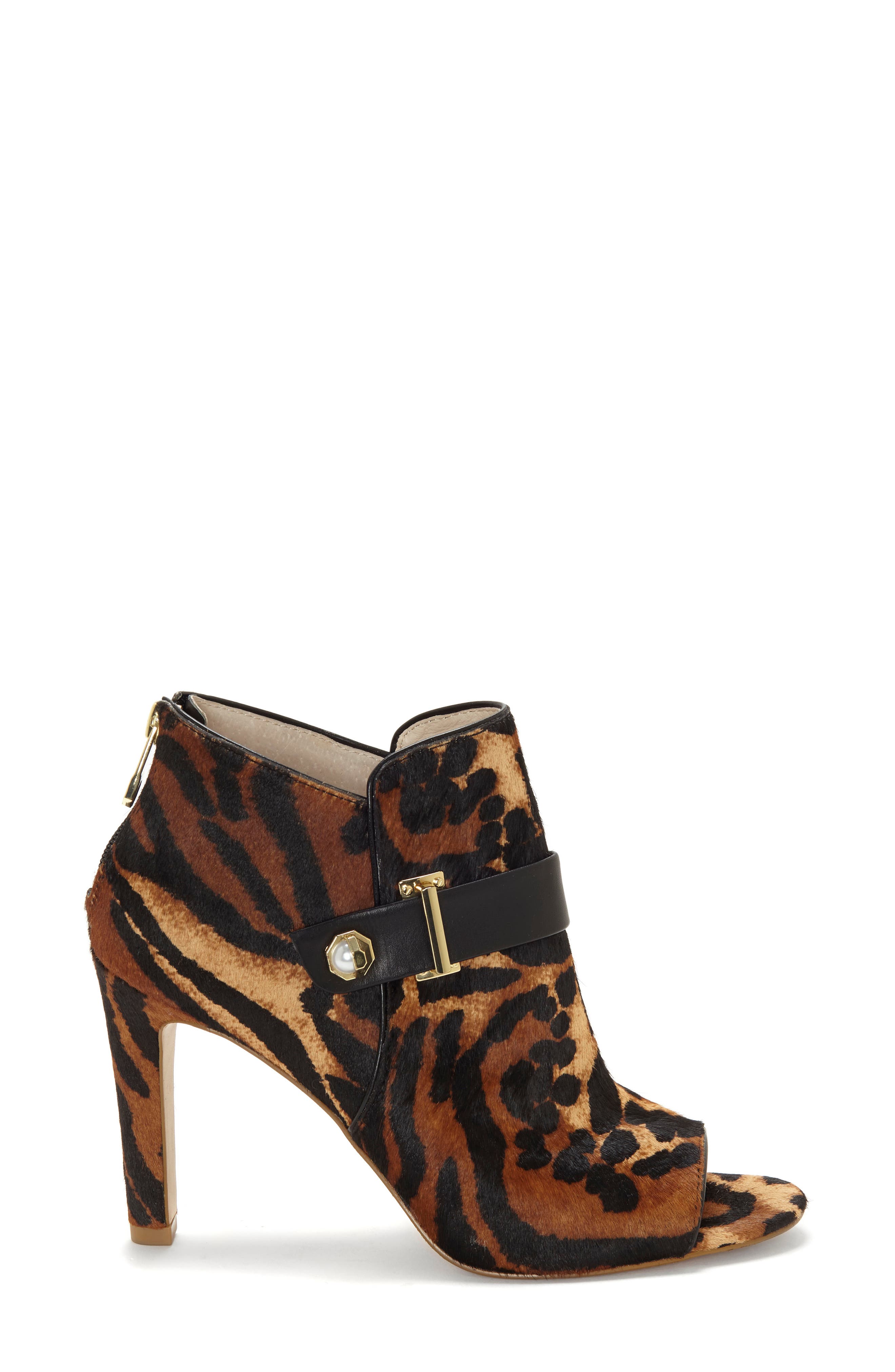Lander Open Toe Genuine Calf Hair Bootie, Alternate, color, ZEOPARD CALF HAIR