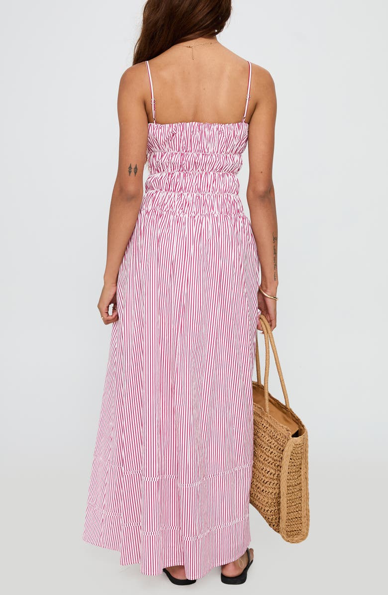 Princess Polly Loralei Stripe Shirred Sleeveless Maxi Dress, Alternate, color, Red Stripe