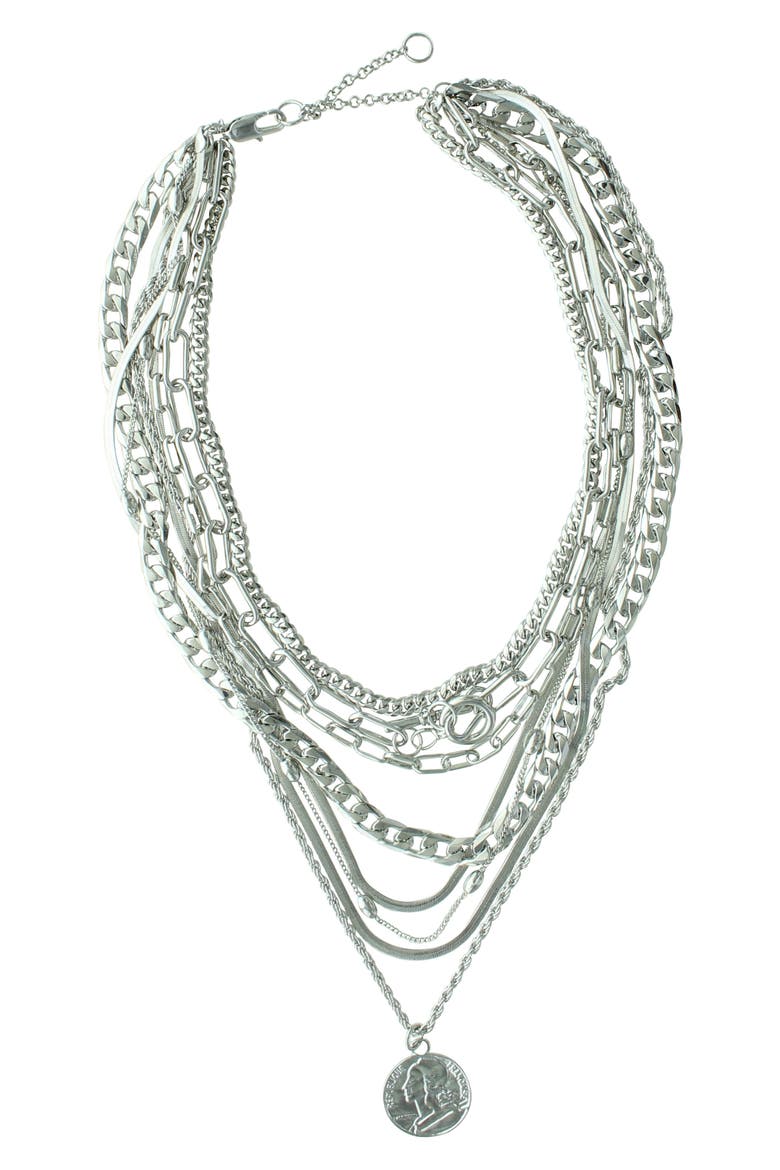 Lindsay Layered Necklace, Alternate, color, SILVER