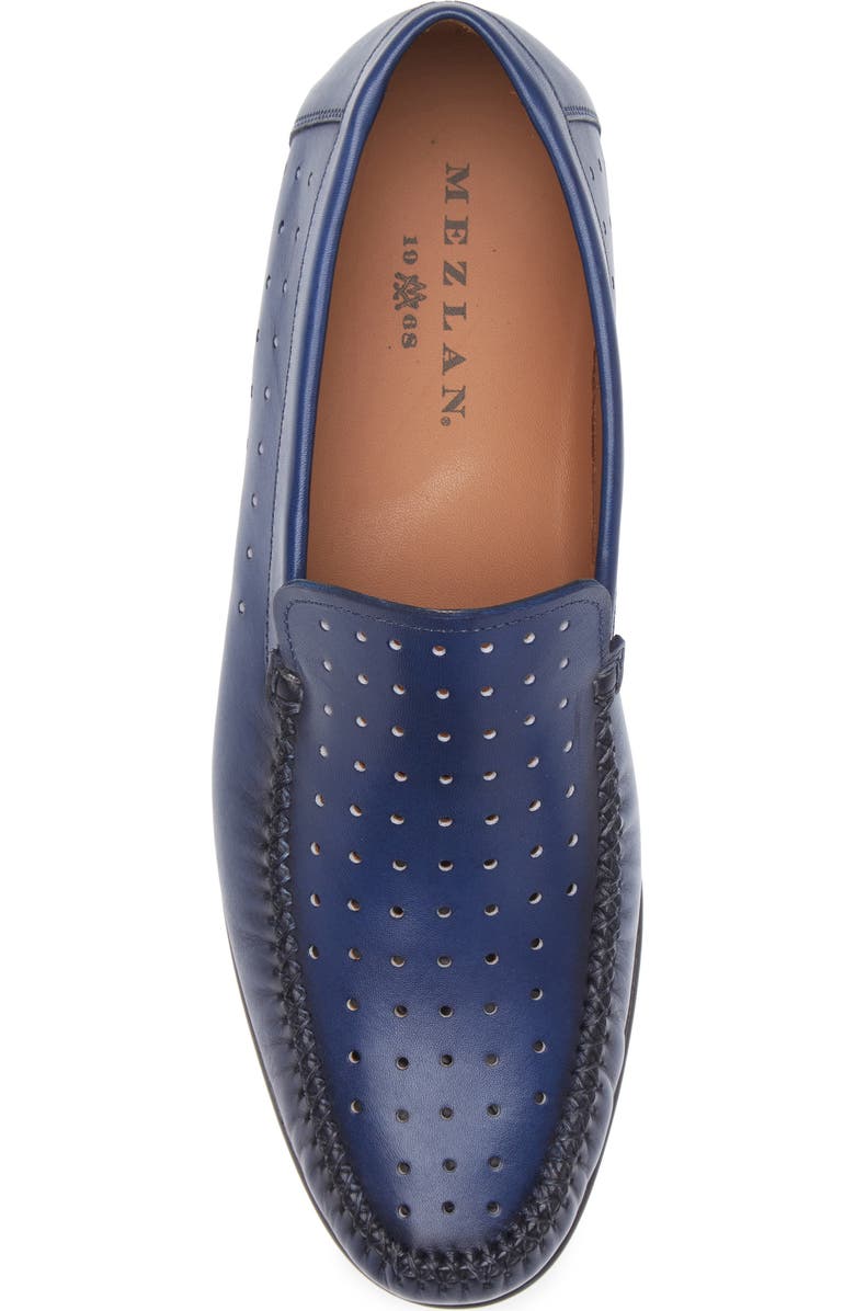 Mezlan Perforated Moc Toe Loafer, Alternate, color, Blue