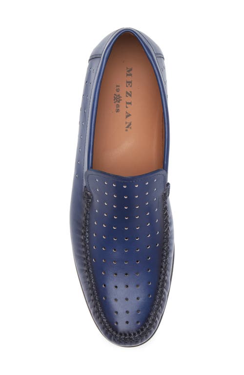 Mezlan Perforated Moc Toe Loafer In Blue