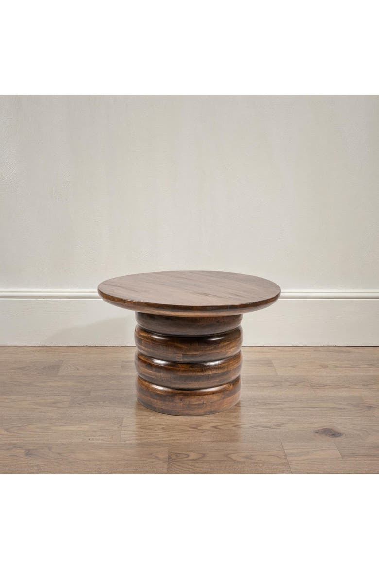 Round Coffee Table with Ribbed Base, Alternate, color, Black