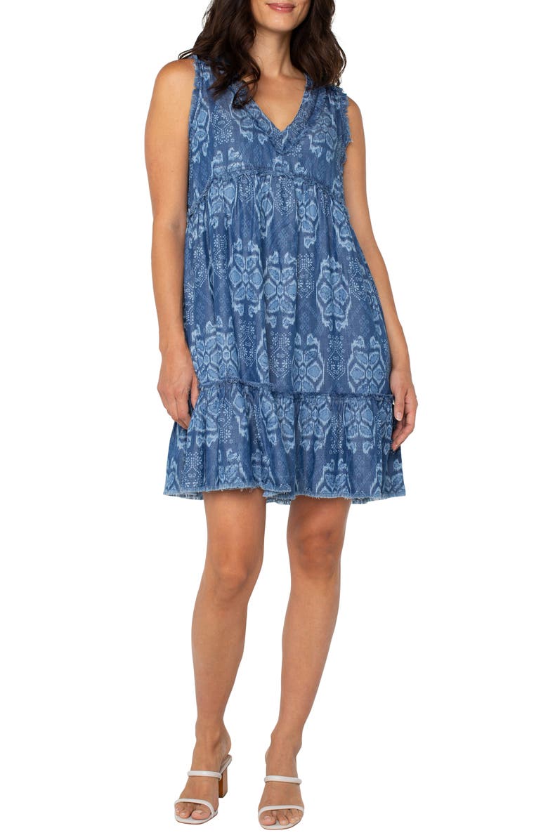 Liverpool Los Angeles Ruffle Tiered Dress, Main, color, Tribal Allover