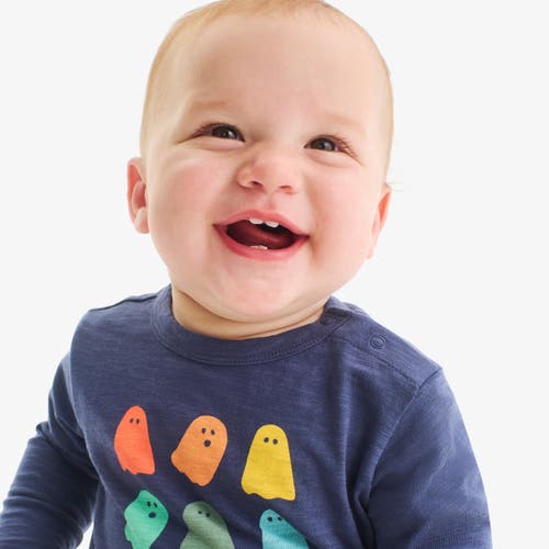 Primary Baby Long Sleeve Rainbow Ghost Tee In Blue