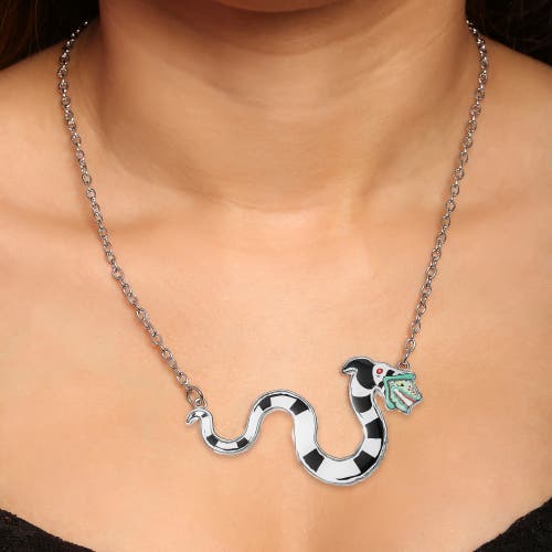 Beetlejuice Sandworm Pendant Necklace, 18"+3" In Metallic