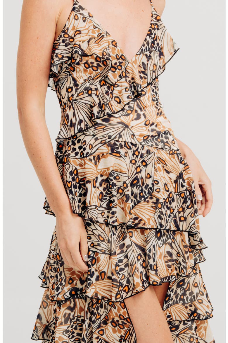 Alicia Floral Print High/Low Dress, Alternate, color, NEUTRAL BUTTERFLY
