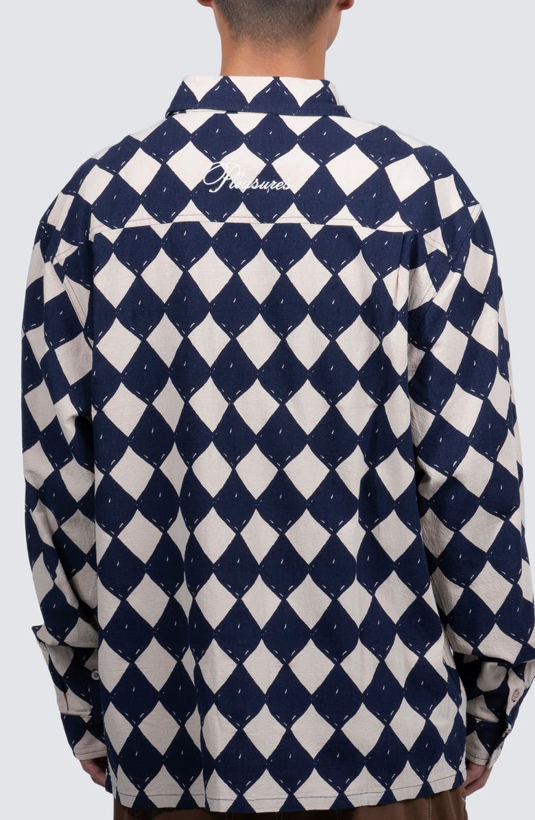 PLEASURES Diamond Print Button-Up Shirt, Alternate, color, 