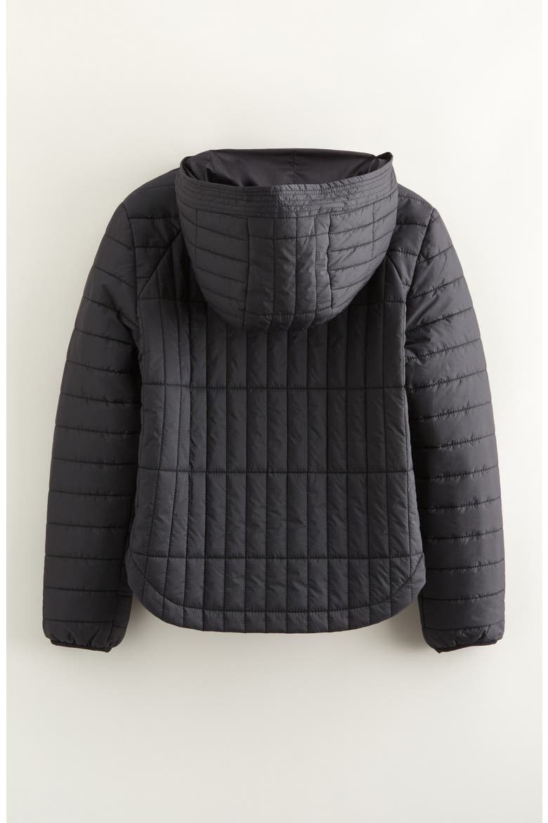 Kids' Quilted Hooded Jacket, Alternate, color, BLACK