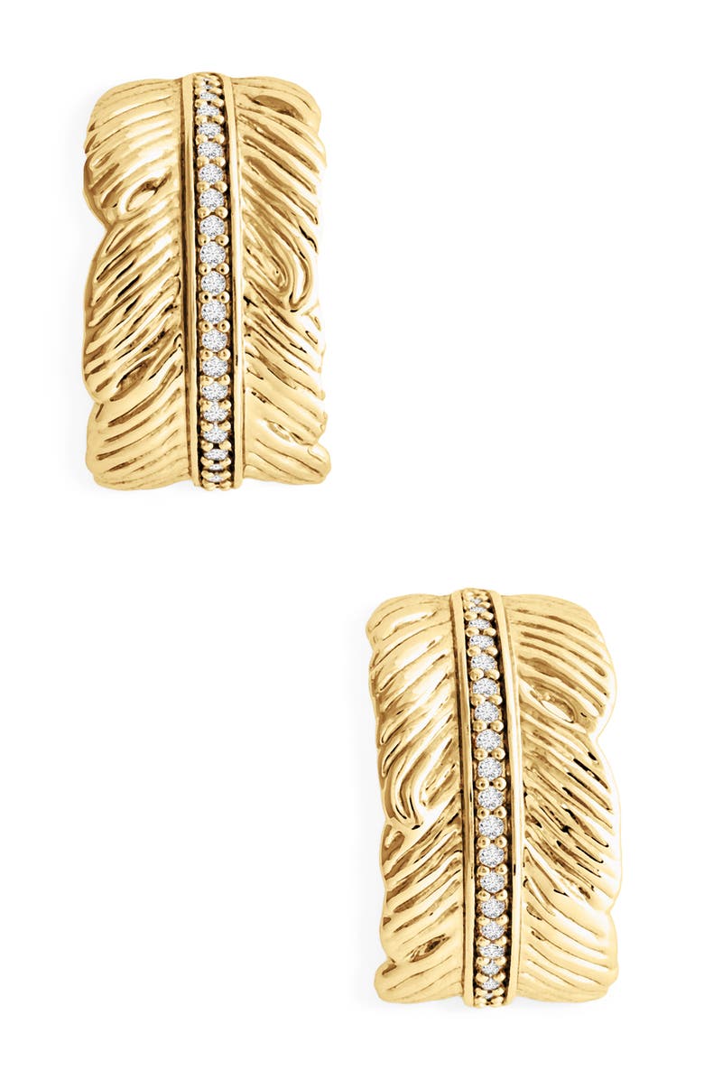 Anabel Aram Jewelry Feather Small Hoop Earrings, Alternate, color, Gold