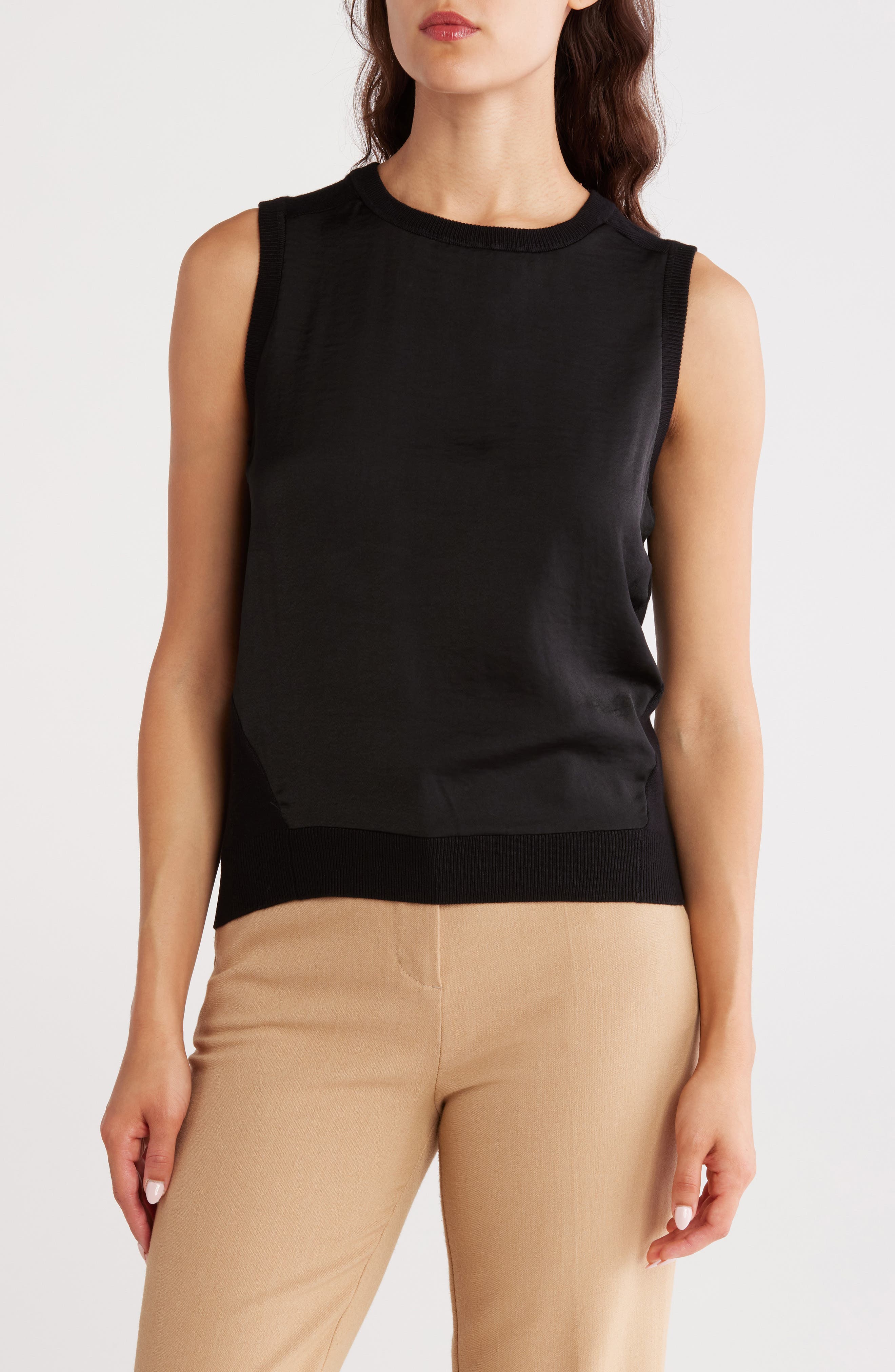 DKNY Sleeveless Mixed Media Sweater