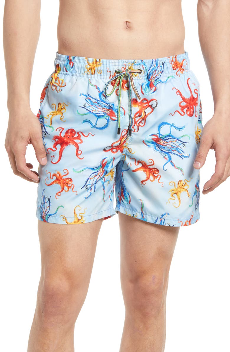 Bugatchi Octopus Print Swim Trunks, Main, color, 