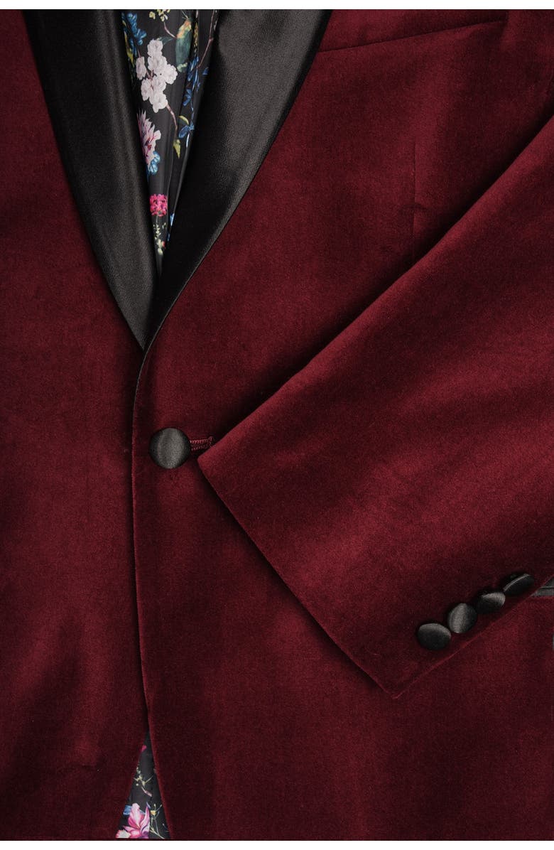 SAVILE ROW CO Burgundy Shawl Collar Single Button Velvet Suit Separate Sport Coat, Alternate, color, Burgundy