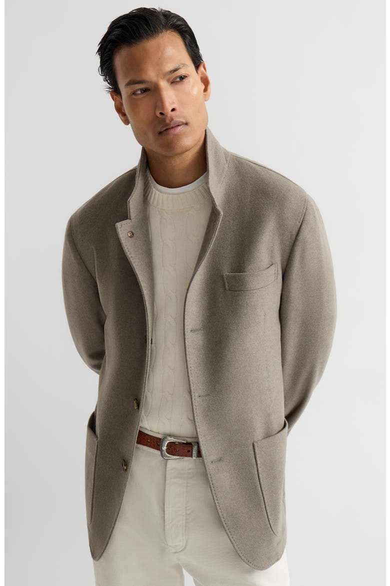 Lightweight water-resistant cashmere outerwear blazer, Alternate, color, Military