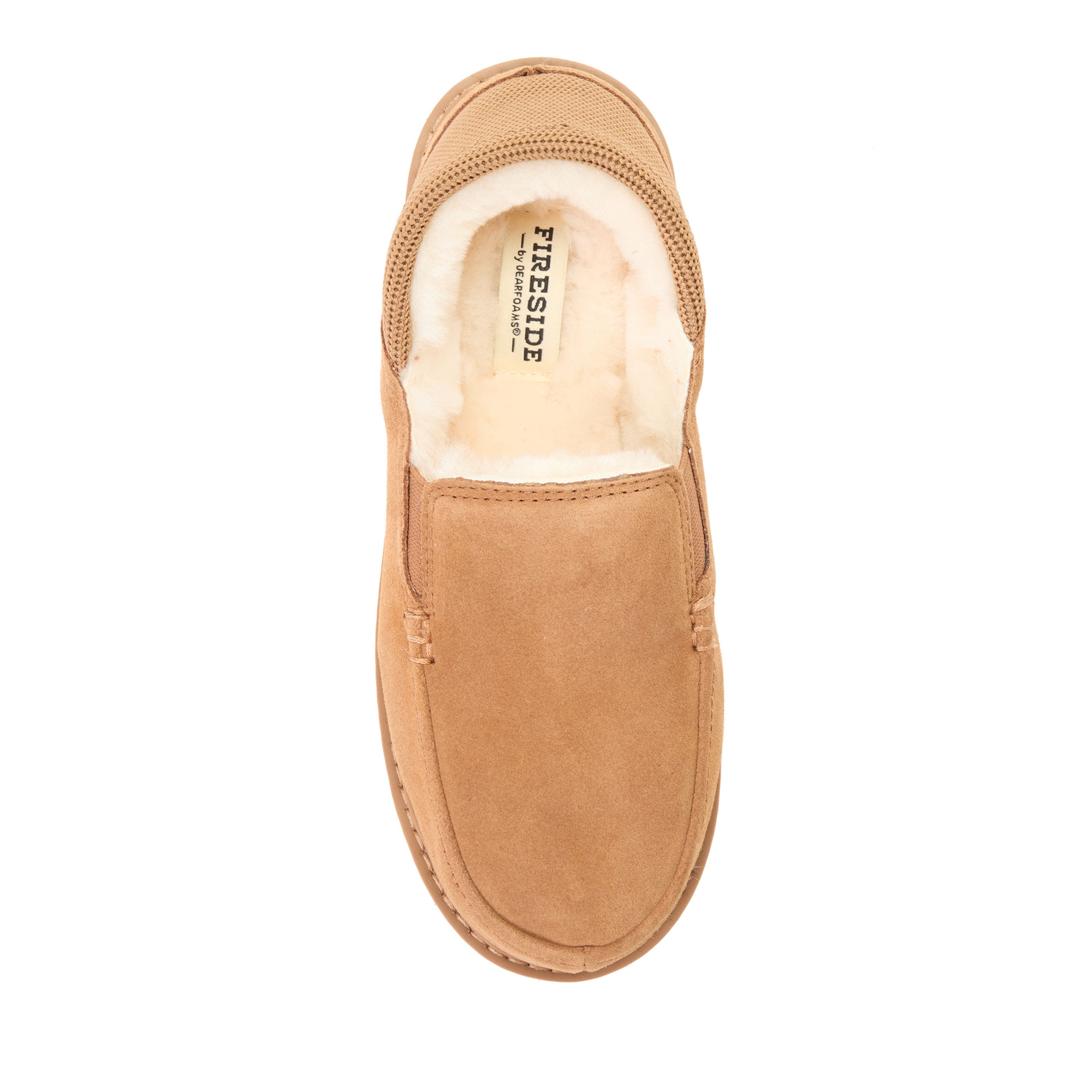 Fireside Suede Sport Knit Loafer Slippers, Alternate, color, Chestnut