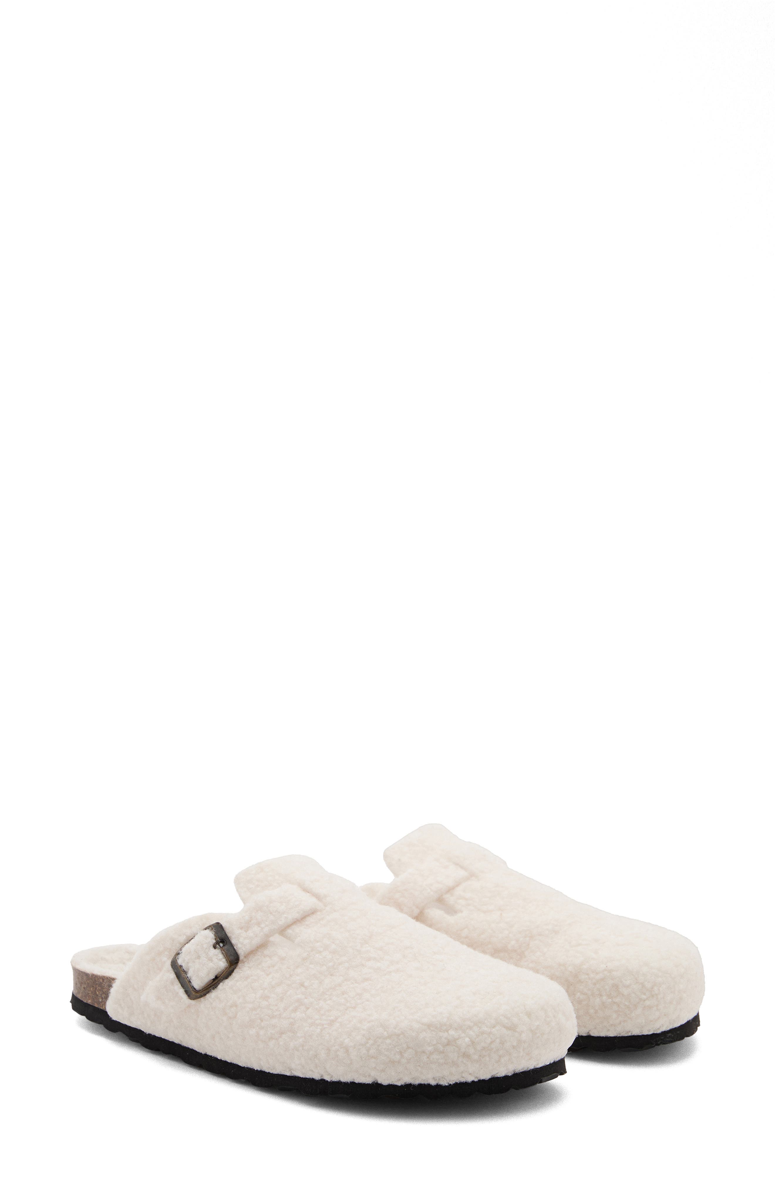 MANGO Faux Shearling Clog, Main, color, Ivory White