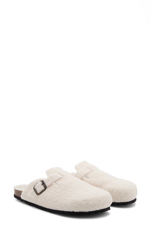 Mango Faux Shearling Clog In White