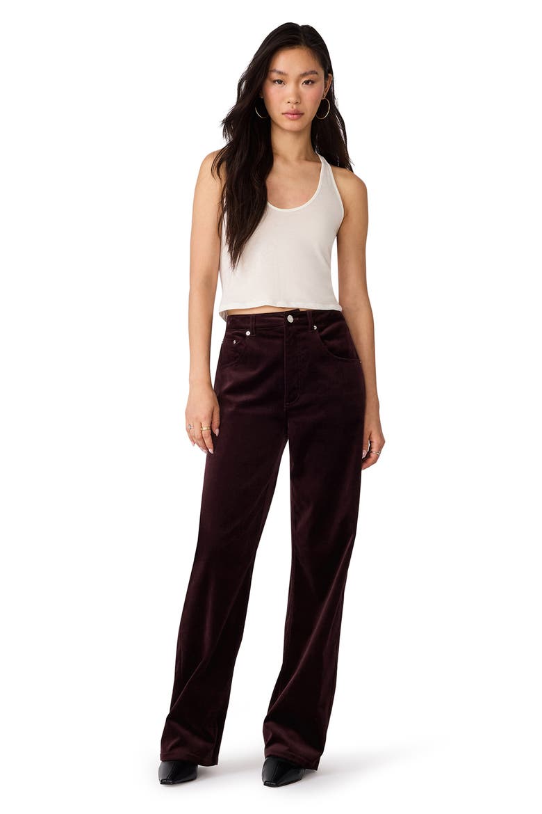 Sydnee Stretch Velvet Wide Leg Pants, Alternate, color, DEEP FIG