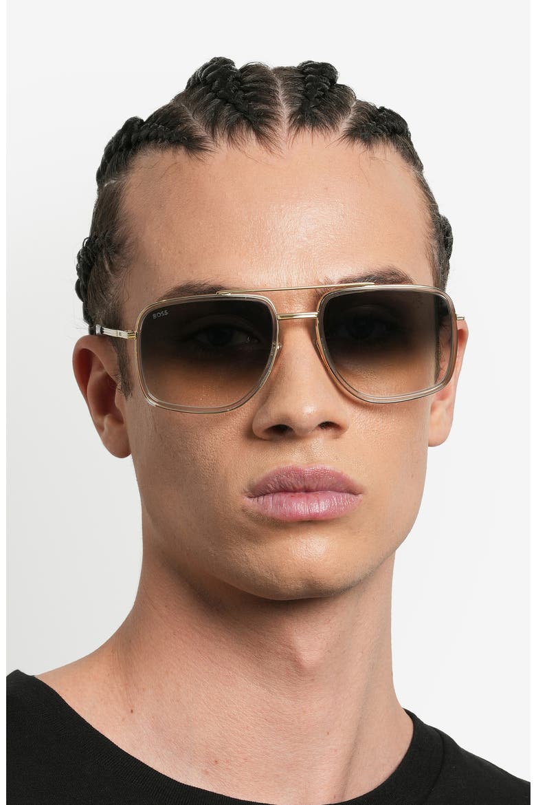 58mm Gradient Square Sunglasses, Alternate, color, GREY GOLD