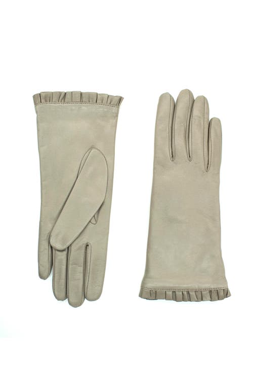 Portolano Ruffled Leather Gloves In Gray