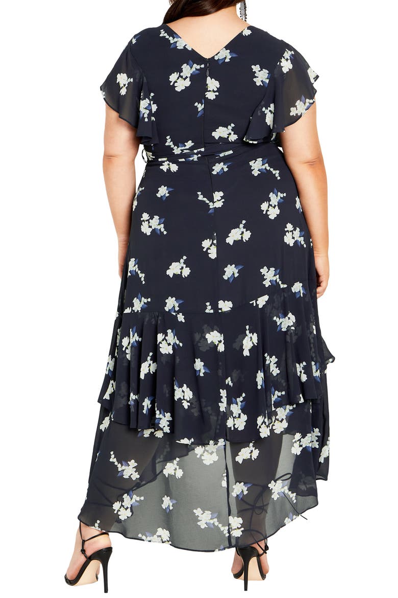 Demure Floral Faux Wrap High-Low Dress, Alternate, color, DEMURE FLORAL
