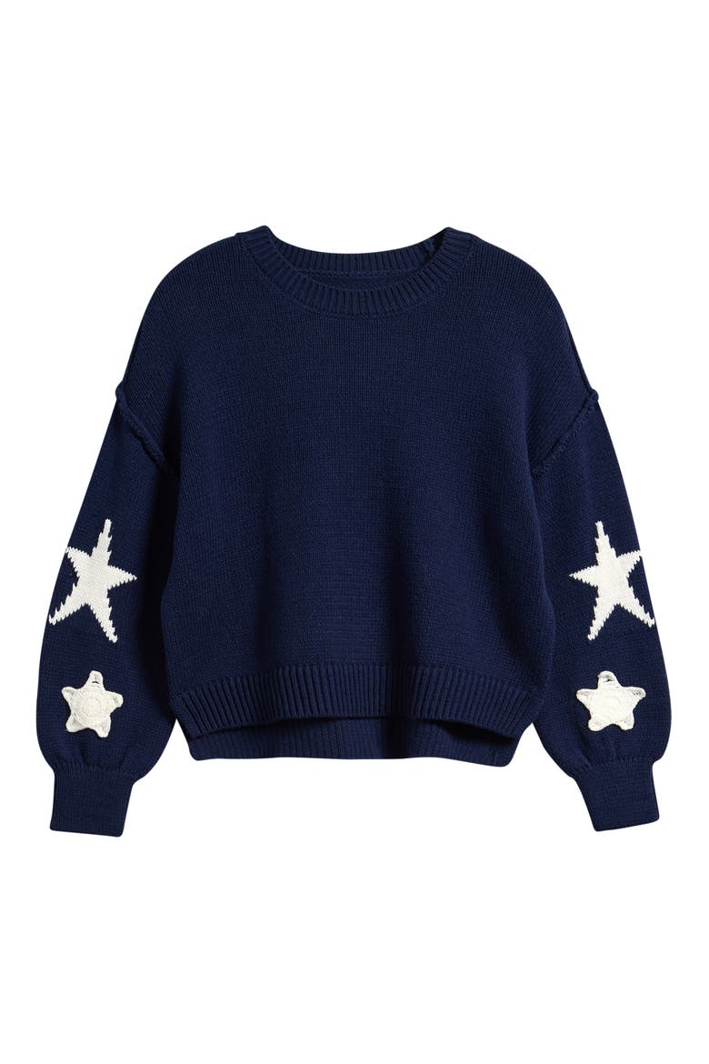 Kids' Drop Shoulder High-Low Cotton Blend Sweater, Main, color, NAVY