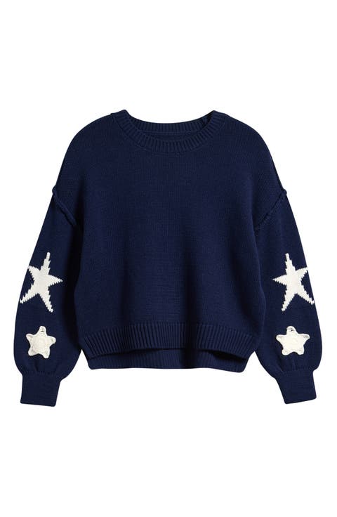 Kids' Drop Shoulder High-Low Cotton Blend Sweater