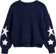 Freshman Kids' Drop Shoulder High-Low Cotton Blend Sweater
