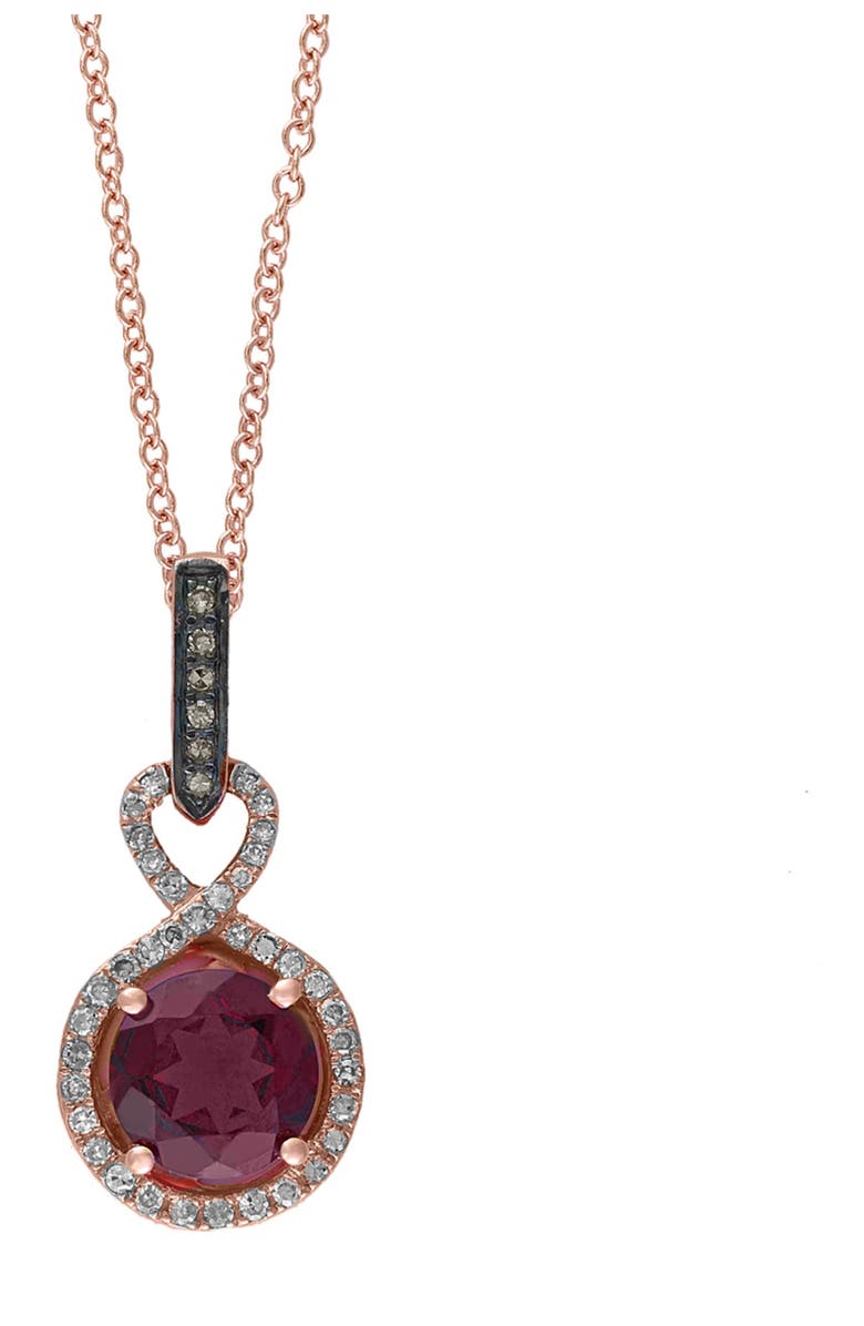 EFFY 14K Rose Gold Rhodolite Pave Diamond Pendant Necklace, Main, color,