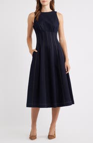ZOE AND CLAIRE Contrast Stitch Denim Midi Dress