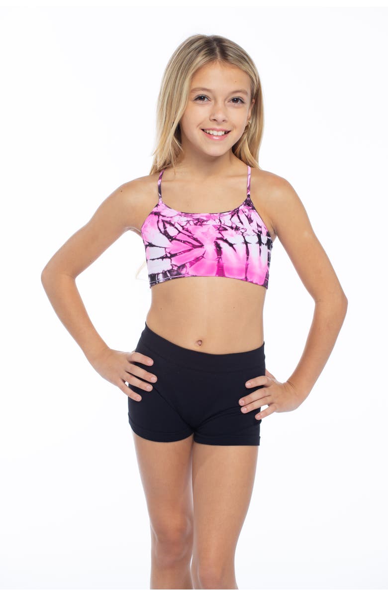 Malibu Sugar Swirl tie dye bra cami -Little Kids, Alternate, color, Tie Dye (Pink Black White)