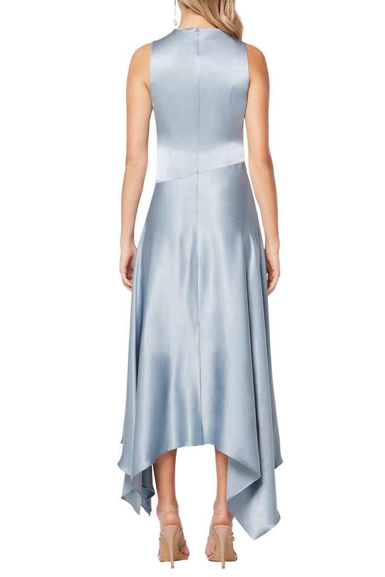 Halle Handkerchief Hem Satin Gown, Alternate, color, STONEBLUE