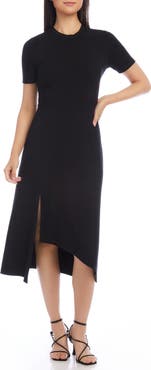 Karen Kane Asymmetric Slit Hem Midi Dress