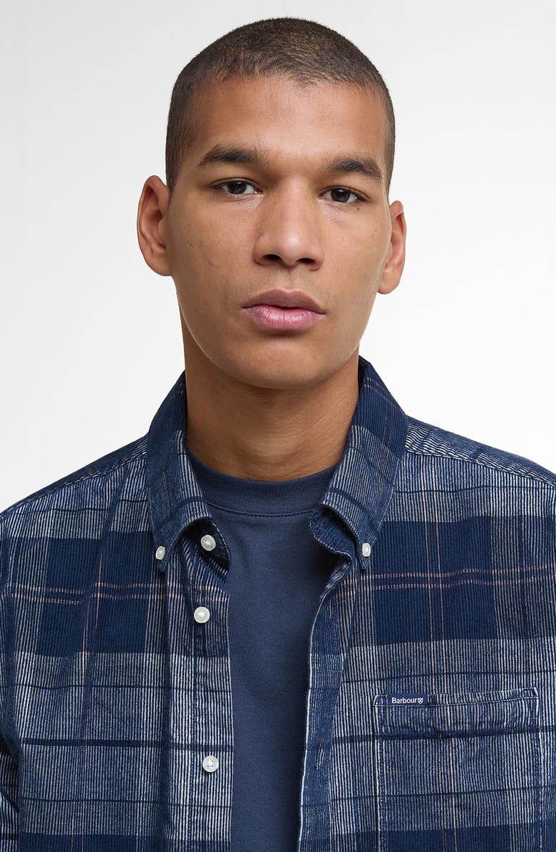 Barbour Blair Tailored Fit Plaid Cotton Corduroy Button-Down Shirt, Alternate, color, Riverstone Tartan