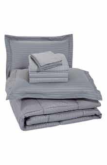 Luxury Home Embossed Stripe Microfiber 8-Piece Comforter Set