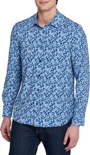 CONSTRUCT Slim Fit Floral Cluster Performance Long Sleeve Shirt