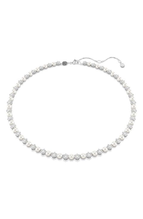 Matrix Crystal & Faux Pearl Tennis Necklace