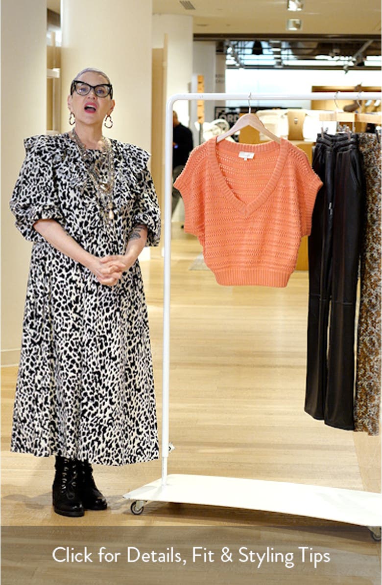 Cece Short Sleeve Open Knit Organic Cotton Sweater, sales video thumbnail