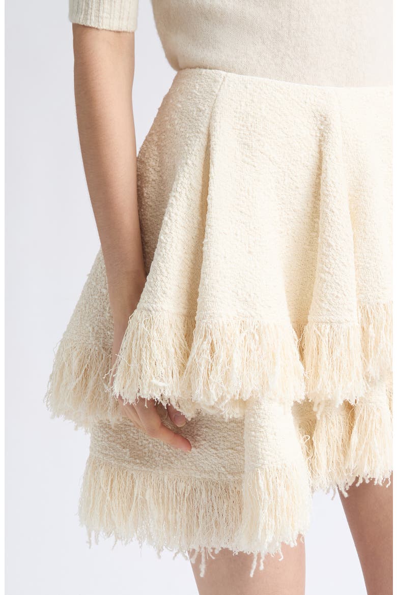 Knotted Fringed Tweed Miniskirt, Alternate, color, 9107 PARCHMENT