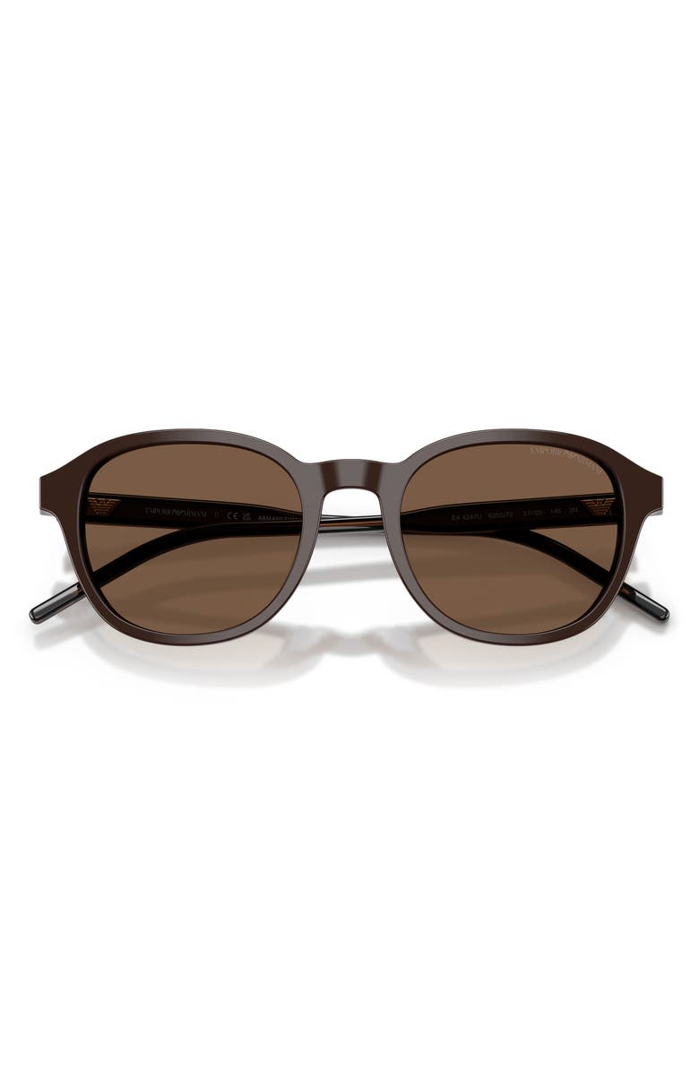 Emporio Armani 51mm Pillow Sunglasses, Alternate, color, Shiny Brown / Brown