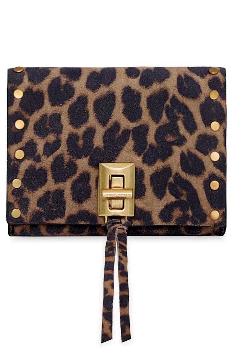 Rebecca Minkoff Darren Metro Leather Wallet, Main, color, Leopard