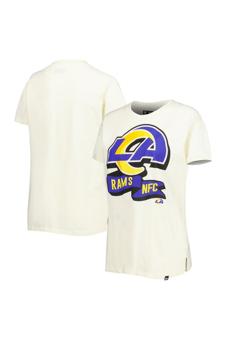 Women's New Era Cream Los Angeles Rams Chrome Sideline T-Shirt, Main, color, Cream