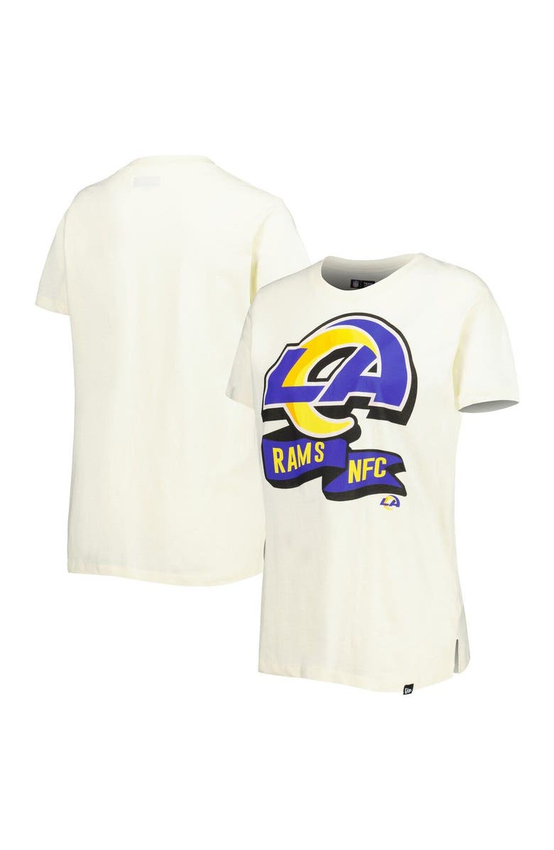 New Era Women's New Era Cream Los Angeles Rams Chrome Sideline T-Shirt, Main, color, Cream