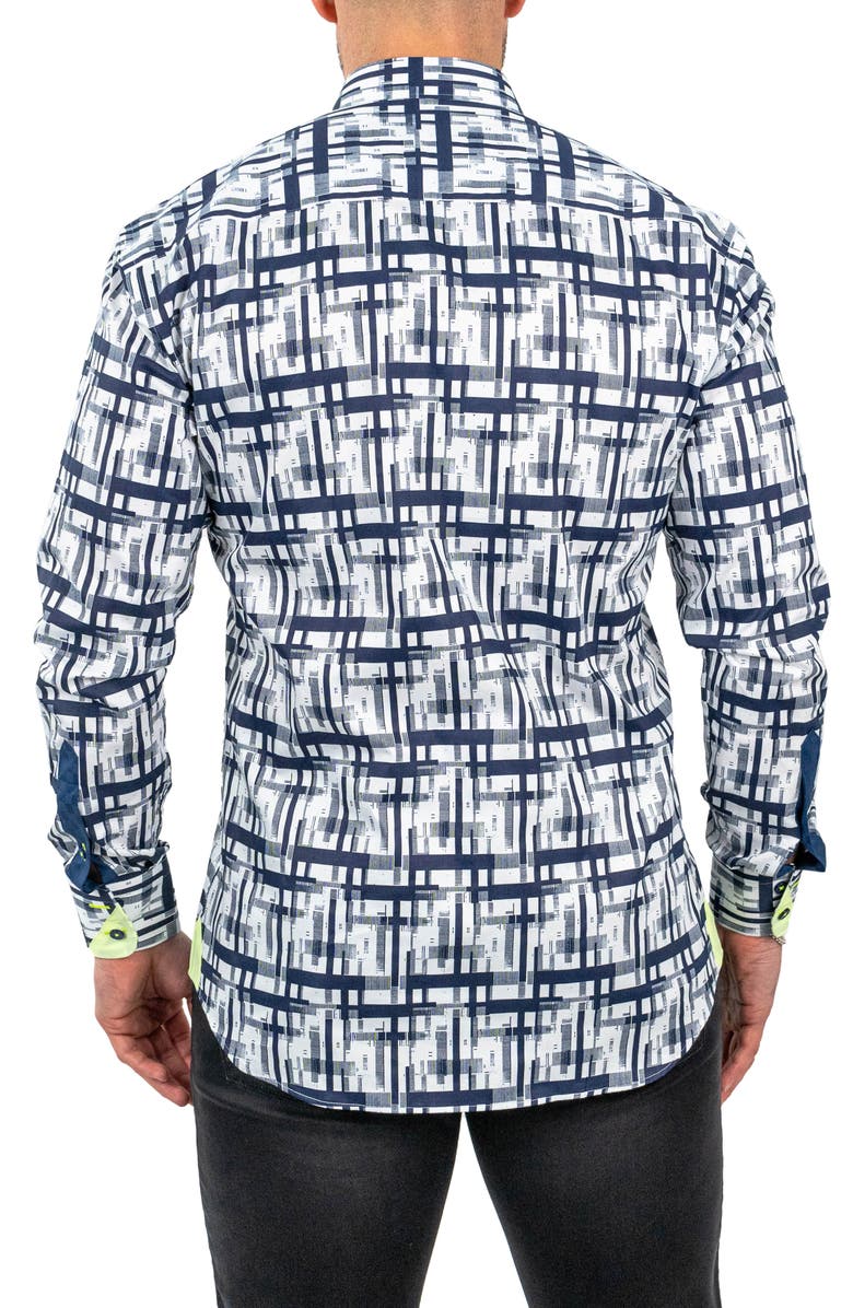 Maceoo Einstein Linear Canvas Cotton Button-Up Shirt, Alternate, color, White